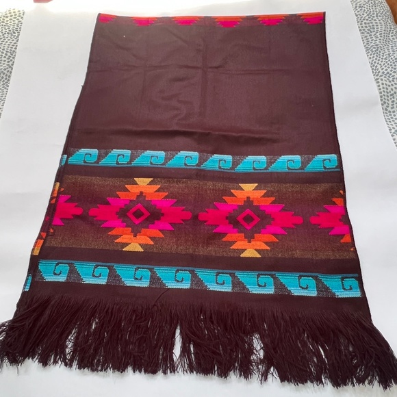 Mexican Table Runner Woven Fringe Tabletop Bed Runner 25" x 62" - Picture 2 of 3